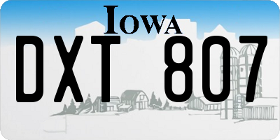 IA license plate DXT807