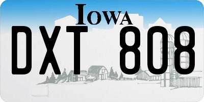 IA license plate DXT808