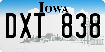 IA license plate DXT838