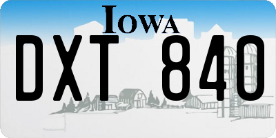 IA license plate DXT840