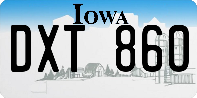IA license plate DXT860