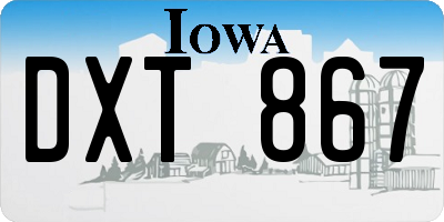 IA license plate DXT867