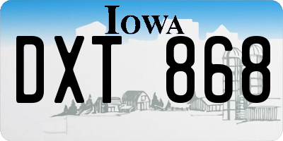 IA license plate DXT868