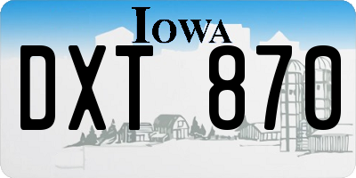 IA license plate DXT870