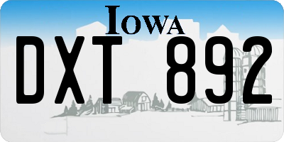 IA license plate DXT892