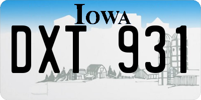 IA license plate DXT931