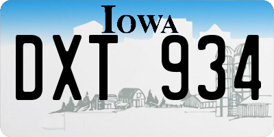 IA license plate DXT934