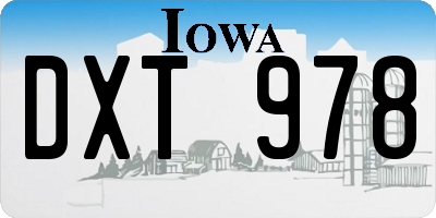 IA license plate DXT978