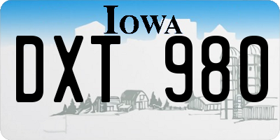 IA license plate DXT980