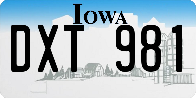 IA license plate DXT981