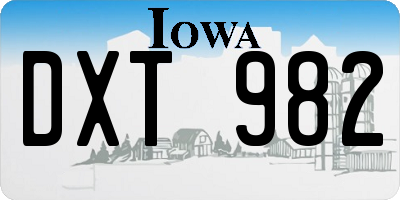 IA license plate DXT982