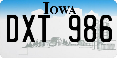 IA license plate DXT986
