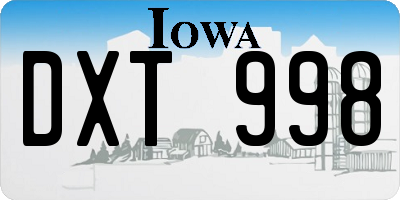 IA license plate DXT998