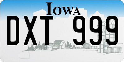IA license plate DXT999