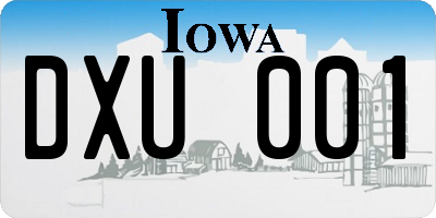 IA license plate DXU001