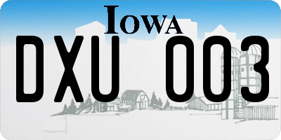 IA license plate DXU003