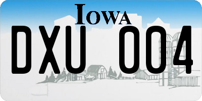 IA license plate DXU004