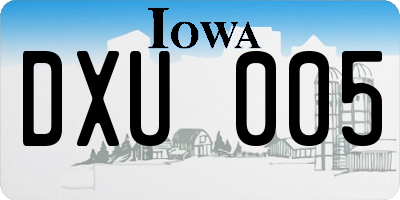 IA license plate DXU005
