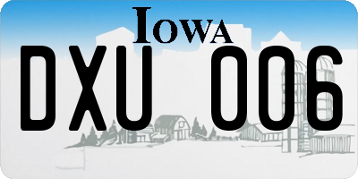 IA license plate DXU006