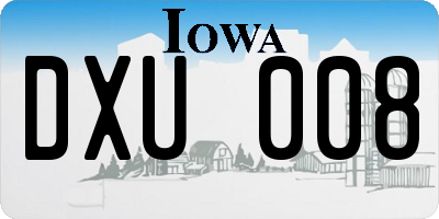 IA license plate DXU008