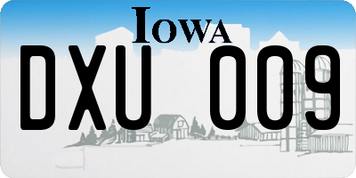 IA license plate DXU009