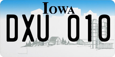 IA license plate DXU010