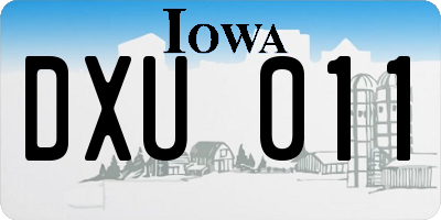 IA license plate DXU011