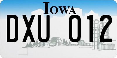 IA license plate DXU012