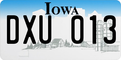 IA license plate DXU013