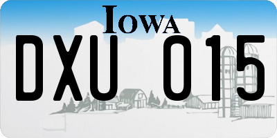 IA license plate DXU015