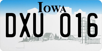 IA license plate DXU016