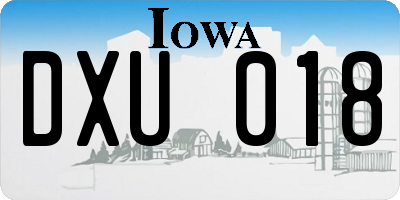 IA license plate DXU018