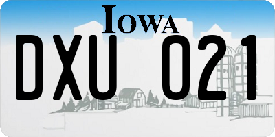 IA license plate DXU021