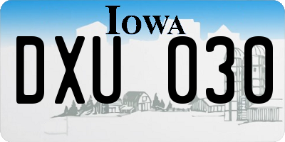 IA license plate DXU030