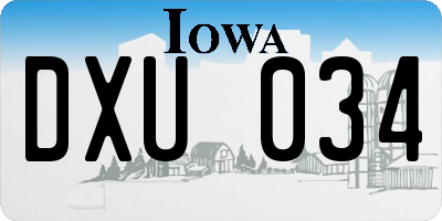 IA license plate DXU034