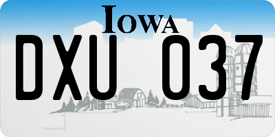 IA license plate DXU037