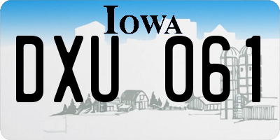 IA license plate DXU061