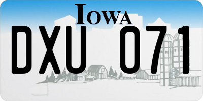 IA license plate DXU071