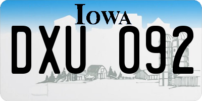 IA license plate DXU092