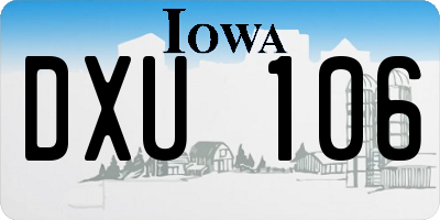 IA license plate DXU106
