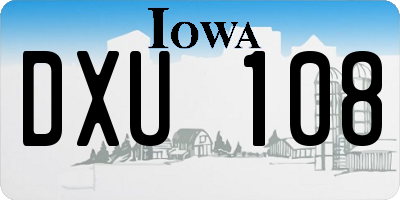 IA license plate DXU108