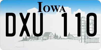 IA license plate DXU110