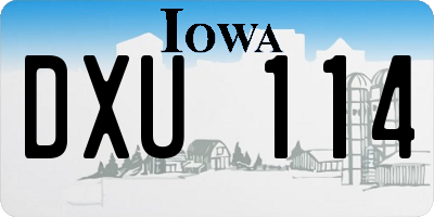 IA license plate DXU114