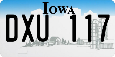 IA license plate DXU117