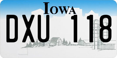 IA license plate DXU118