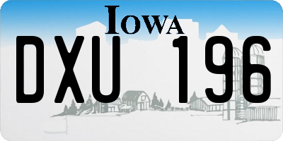 IA license plate DXU196
