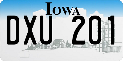 IA license plate DXU201