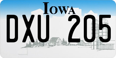 IA license plate DXU205