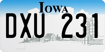 IA license plate DXU231