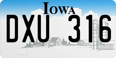 IA license plate DXU316